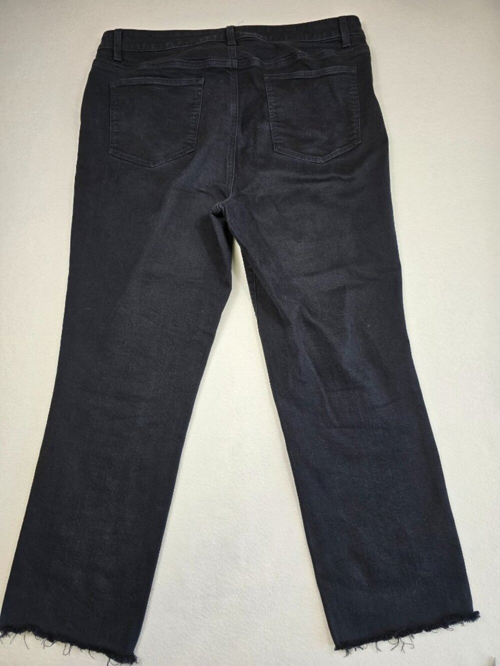 Talbots Womens Straight Leg High Waisted Jeans Size 16 Black Denim Frayed Hem - Picture 6 of 7